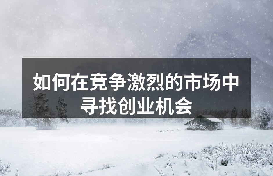 如何在竞争激烈的市场中寻找创业机会