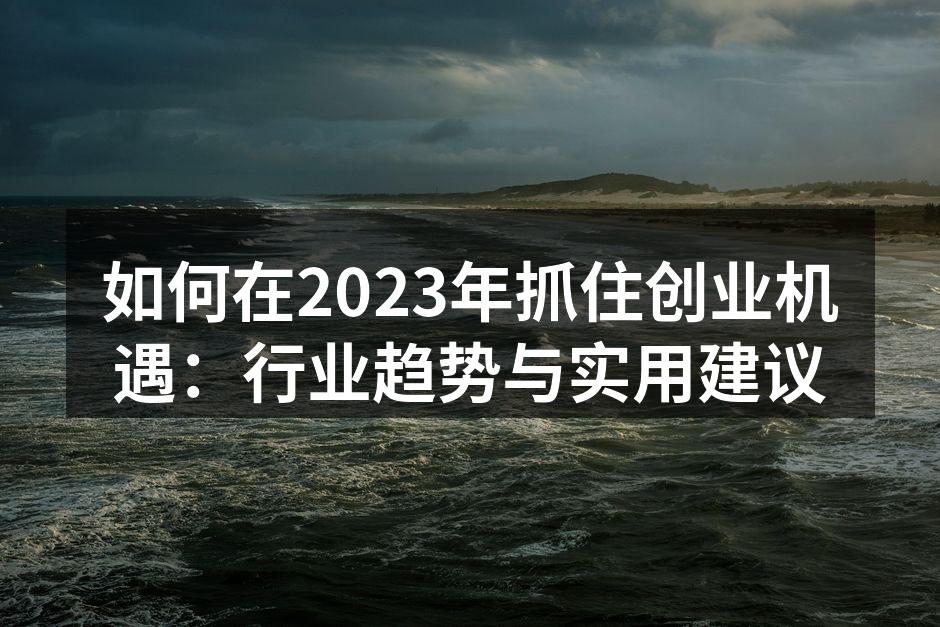 如何在2023年抓住创业机遇：行业趋势与实用建议